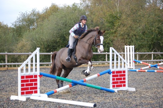 Katie focused in the jumping section at a Clinic on the 18th Oct 2009 at Laurel Lodge