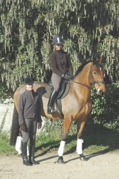 Gilly on foot with her good friend and client Louise Downing on her lovely mare Pip